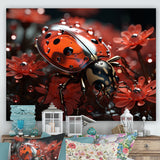 Red Floral Ladybug Metamorphosis - Ladybug Wall Art Prints