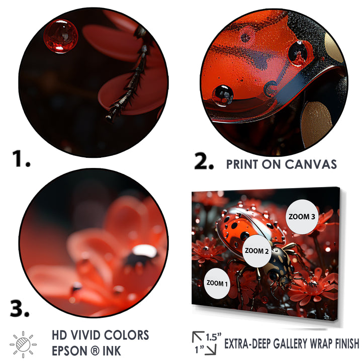 Red Floral Ladybug Metamorphosis - Ladybug Wall Art Prints
