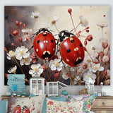 Polka Dot Lady Bug Floral Serenade - Red Ladybug Wall Art