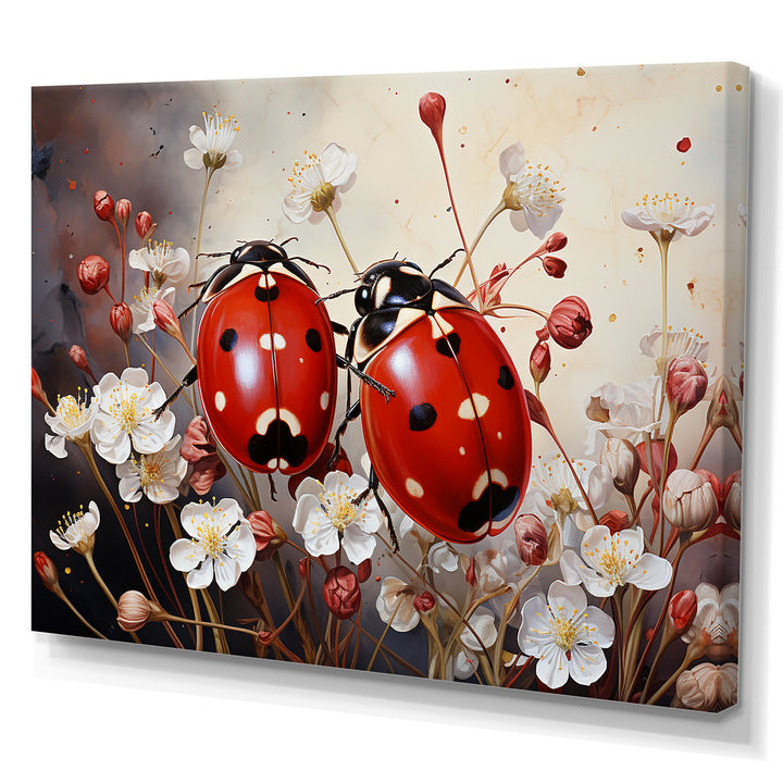 Polka Dot Lady Bug Floral Serenade - Red Ladybug Wall Art