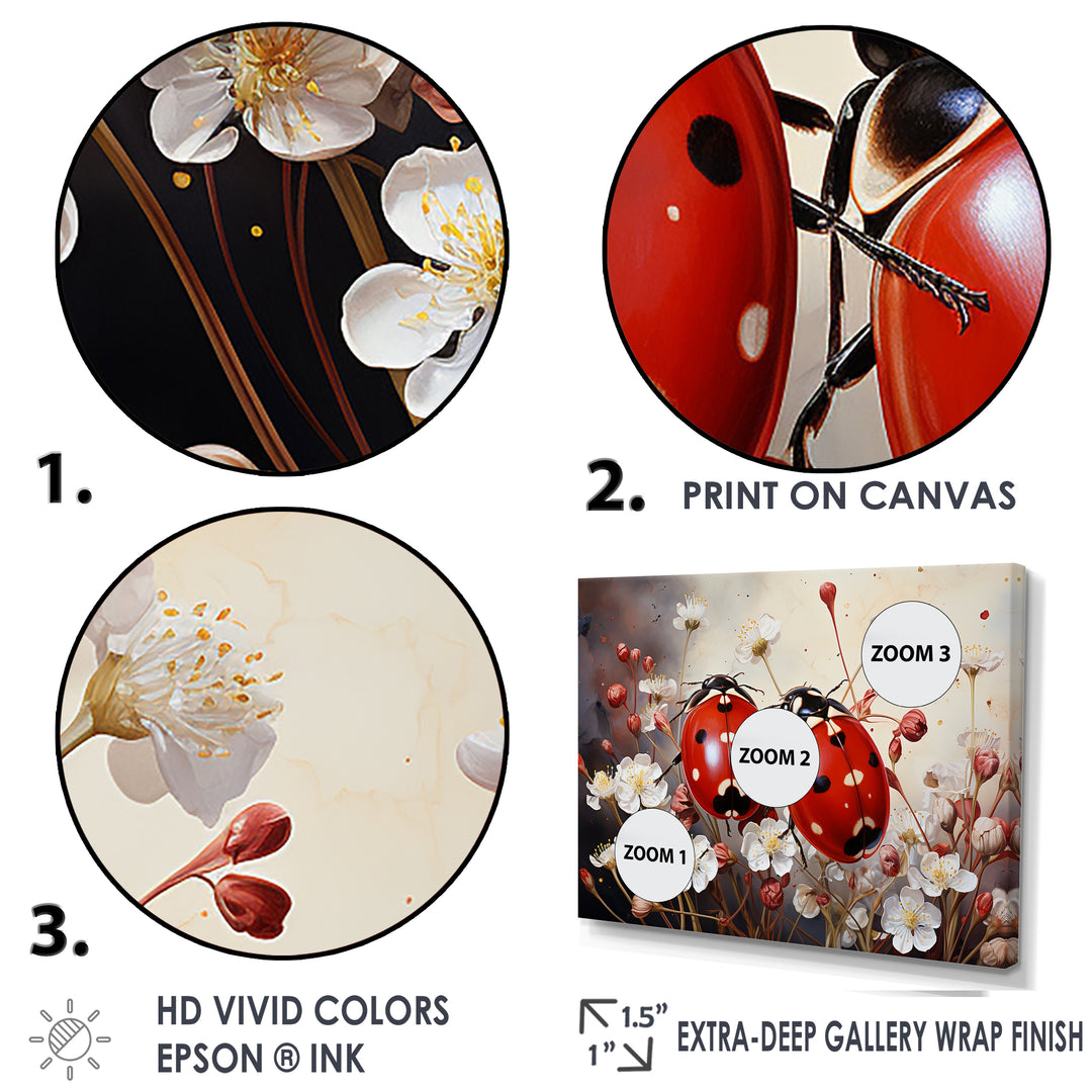 Polka Dot Lady Bug Floral Serenade - Red Ladybug Wall Art