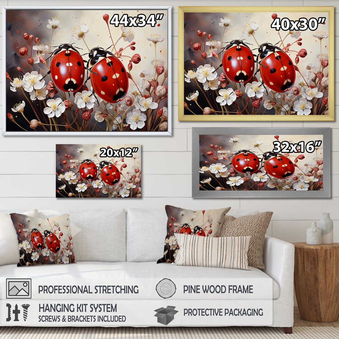 Polka Dot Lady Bug Floral Serenade - Red Ladybug Wall Art