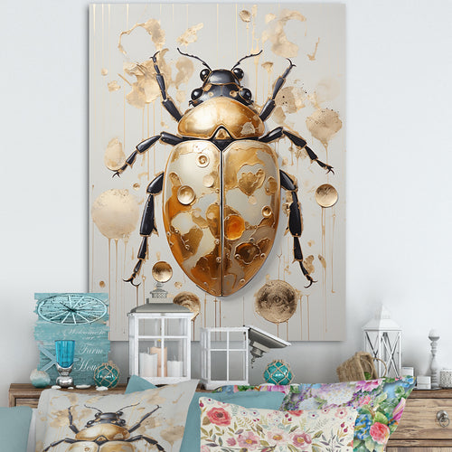 Gold Vintage Minimalism Beetle - Insects & Bugs Bedroom Wall Art