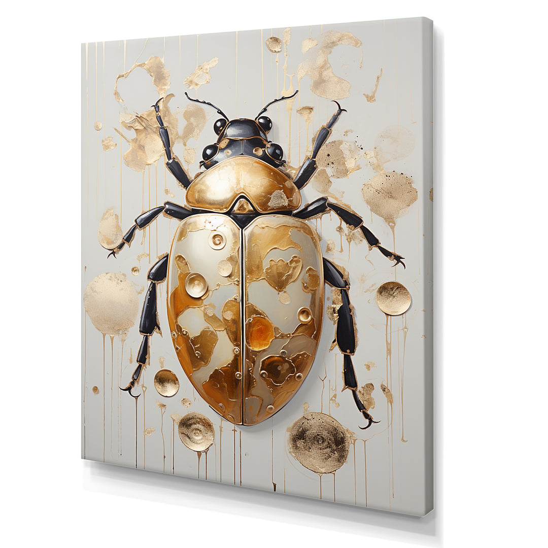Gold Vintage Minimalism Beetle - Insects &amp; Bugs Bedroom Wall Art