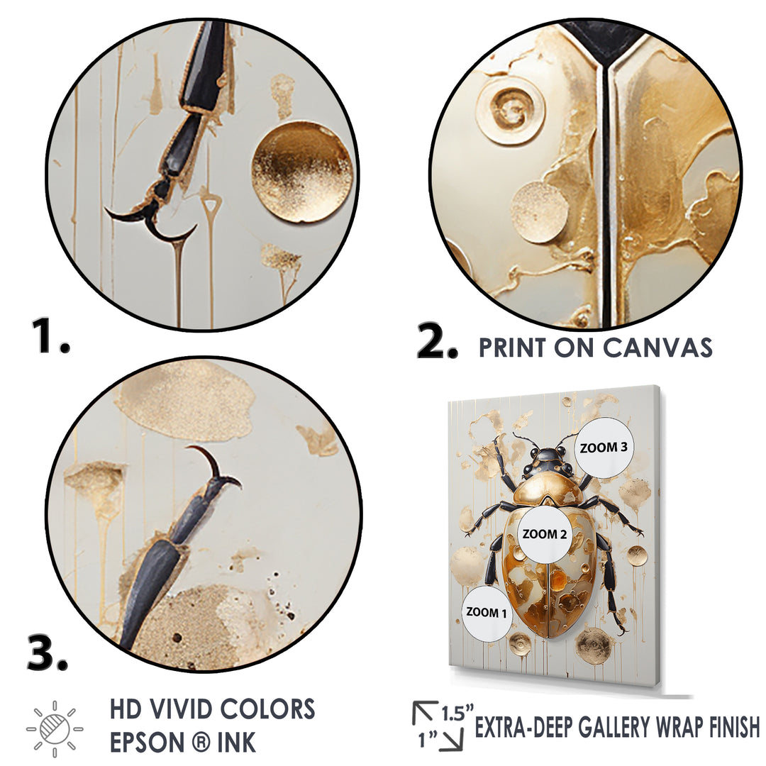 Gold Vintage Minimalism Beetle - Insects &amp; Bugs Bedroom Wall Art