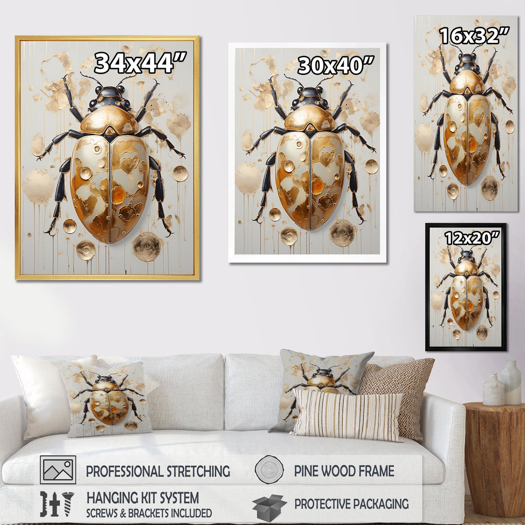 Gold Vintage Minimalism Beetle - Insects &amp; Bugs Bedroom Wall Art