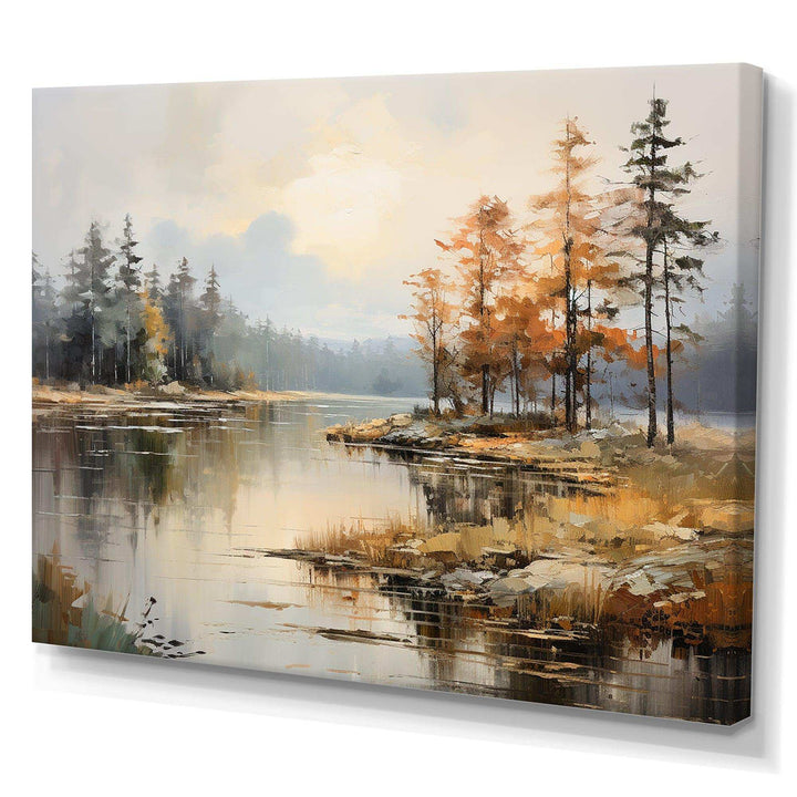 Lakeside Fall Foliage Serenity II - Landscapes Canvas Wall Art