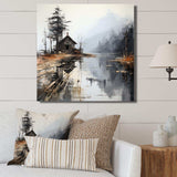 Minimalism Moody Lakehouse Overcast I - Landscapes Canvas Wall Art