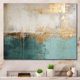 Minimalism Gold And Teal Horizon - Abstract Canvas Wall Art