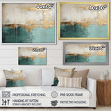 Minimalism Gold And Teal Horizon - Abstract Canvas Wall Art