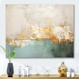 Minimalism Gold And Teal Horizon I - Abstract Canvas Wall Art