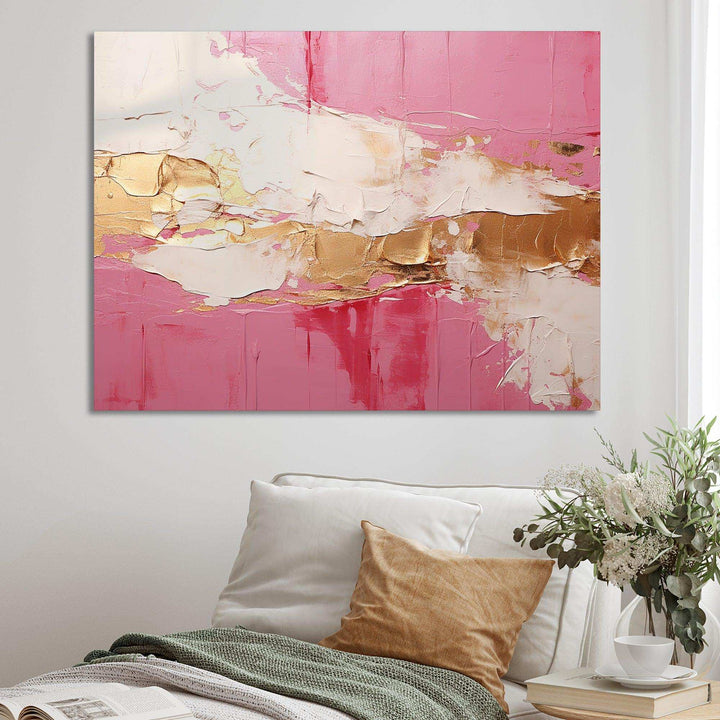 Minimalism Pink And Gold Horizon I - Abstract Canvas Wall Art