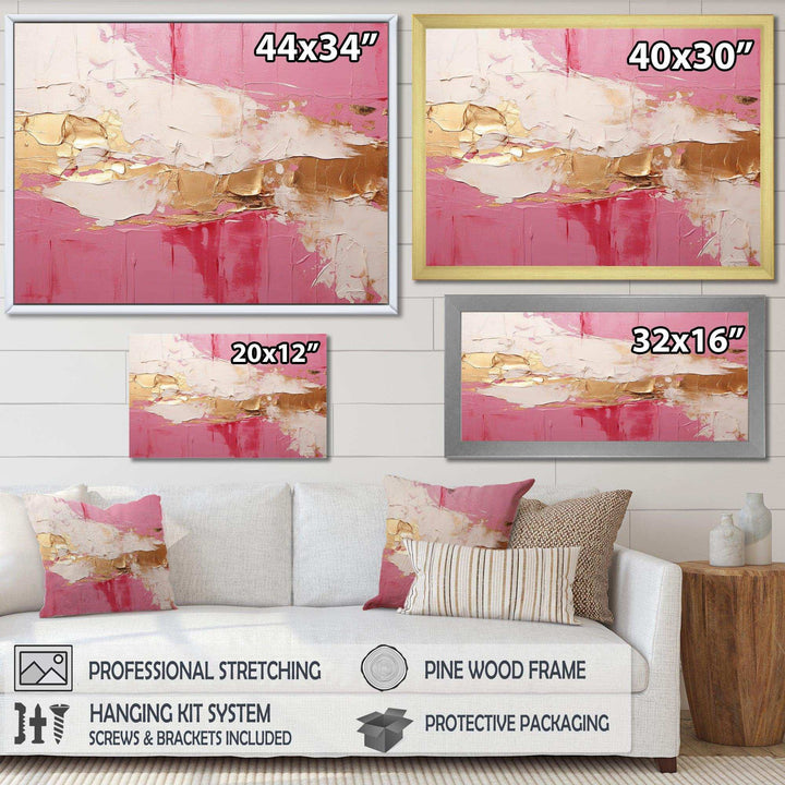 Minimalism Pink And Gold Horizon I - Abstract Canvas Wall Art