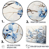 Blue And Grey Leave On Branch - Floral Canvas Wall Art