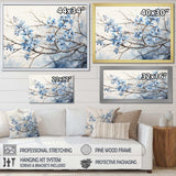 Blue And Grey Leave On Branch - Floral Canvas Wall Art