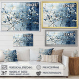 Blue And Grey Leave On Branch I - Floral Canvas Wall Art