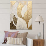 Gold Minimalism Leaves Collage III - Floral Canvas Wall Art