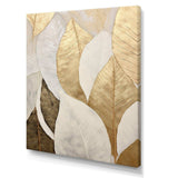 Gold Minimalism Leaves Collage III - Floral Canvas Wall Art