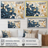 Beige And Blue Minimalism Leaves Collage - Floral Canvas Wall Art