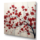 Red Leaves Scarlet Simplicity - Floral Canvas Wall Art