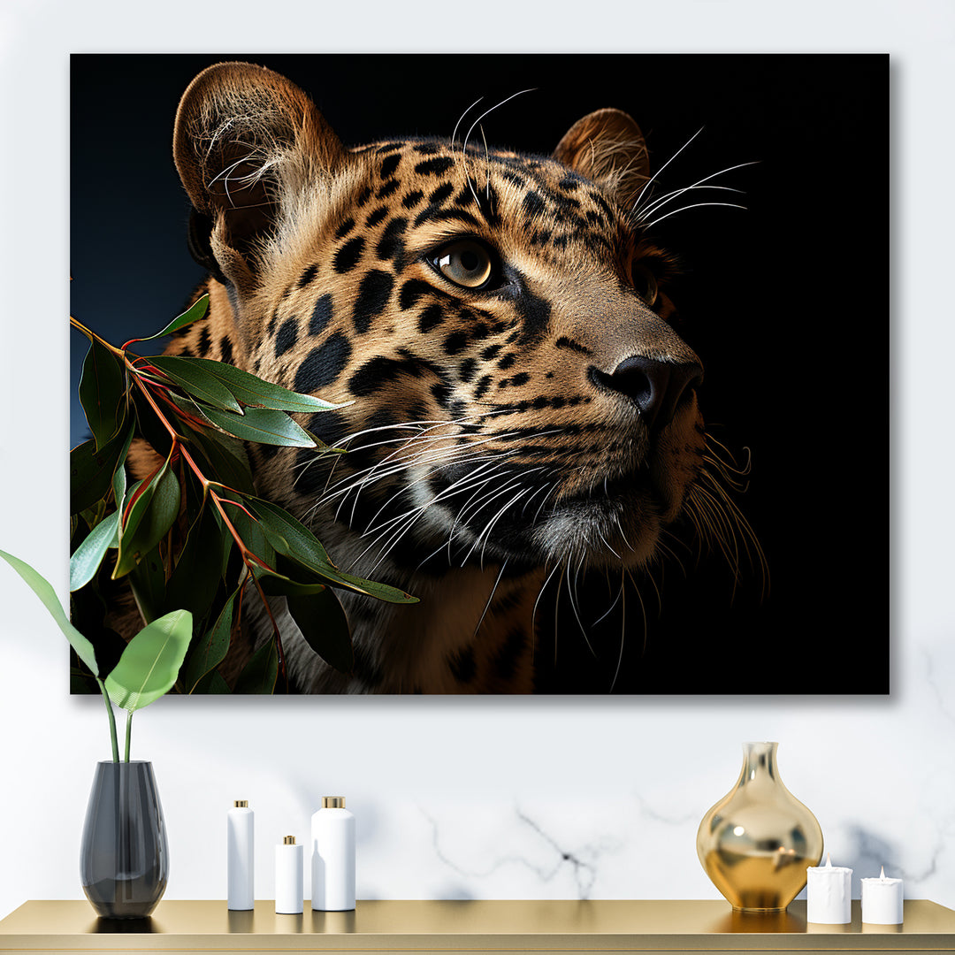 Leopard Glimpse Of Shadows - Black Leopard Wall Art