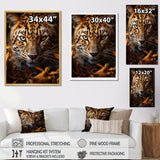 Leopard Golden Stalker Portrait Gaze - Leopard Living Room Wall Art