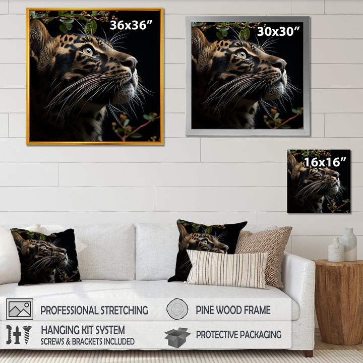 Leopard Nighttime Observer - Leopard Canvas Wall Art