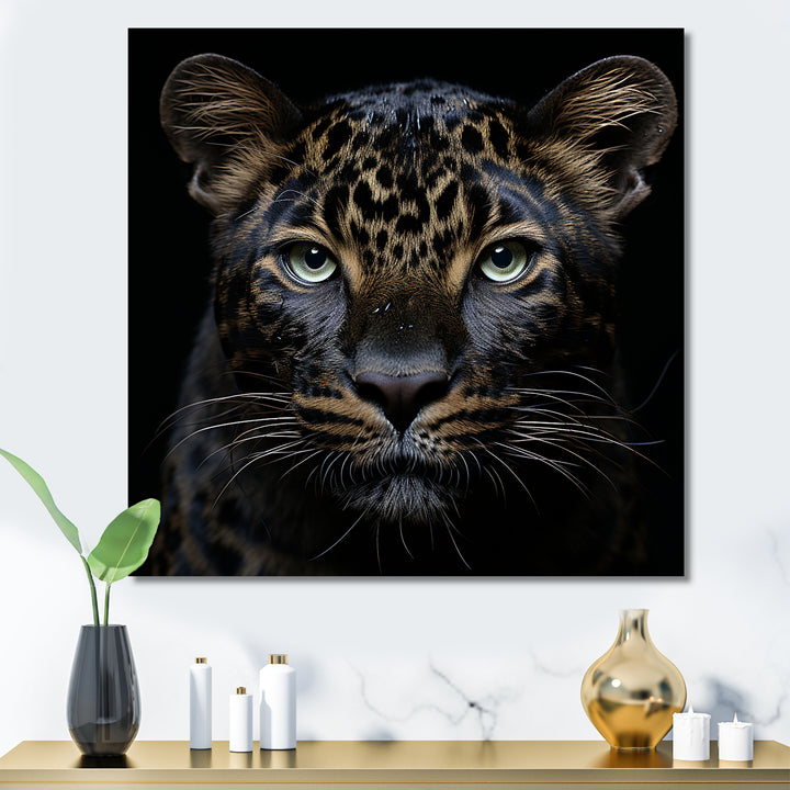 Stealthy Nocturne Leopard - Leopard Large Canvas Wall Art