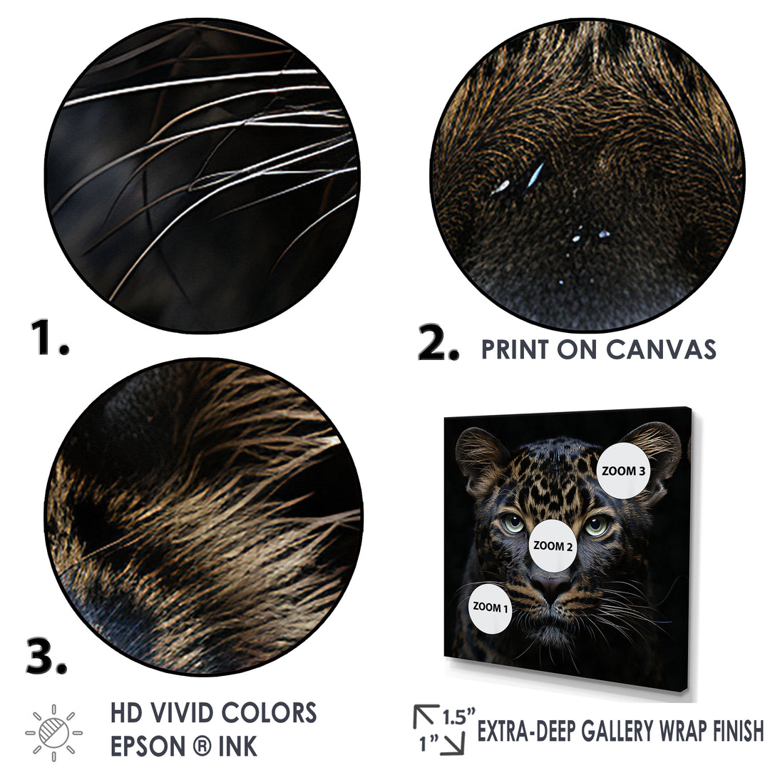 Stealthy Nocturne Leopard - Leopard Large Canvas Wall Art