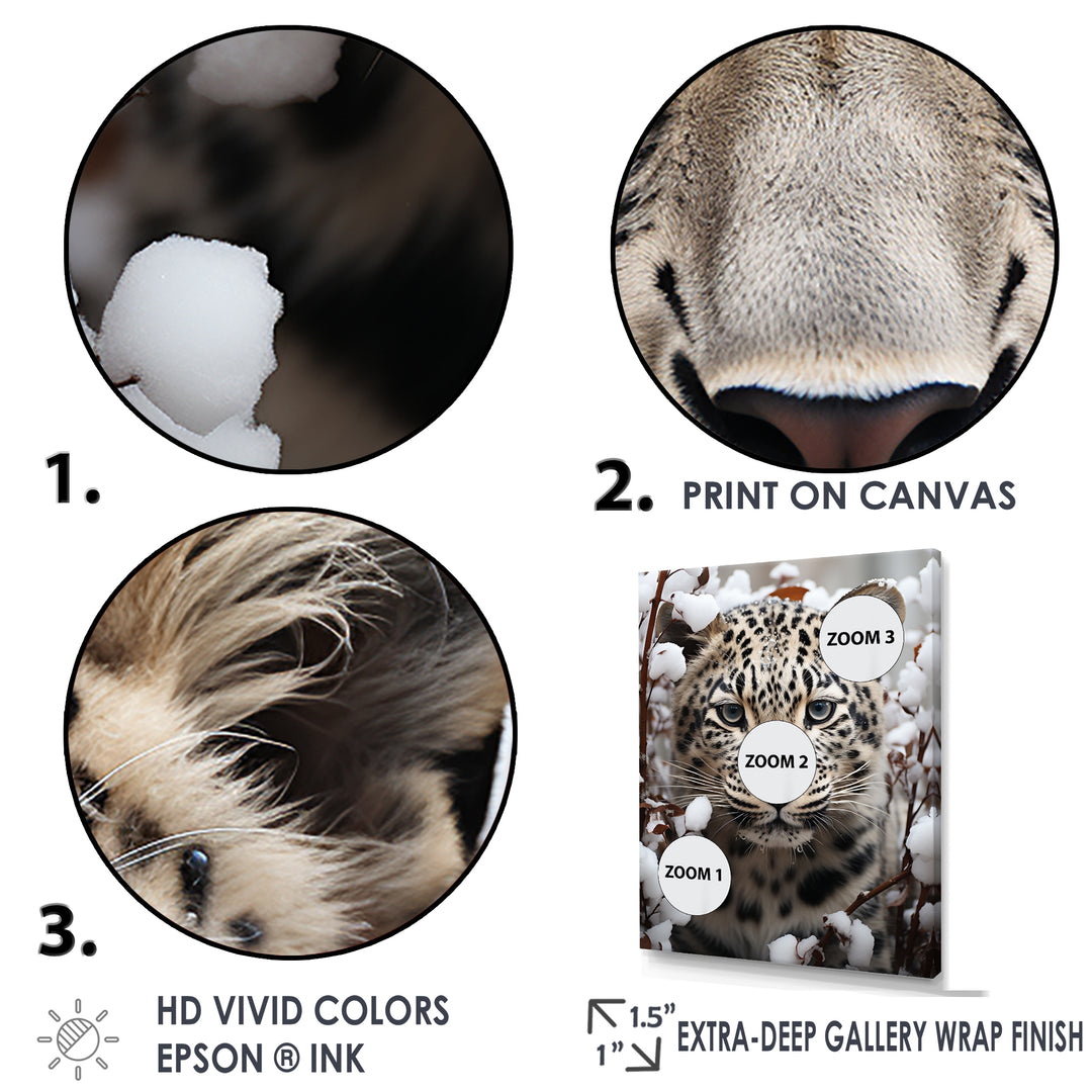 Subdued Majesty Leopard Snow Charm - Leopard Living Room Wall Art