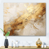 Beige And Gold Marble Lightning I - Abstract Canvas Wall Art