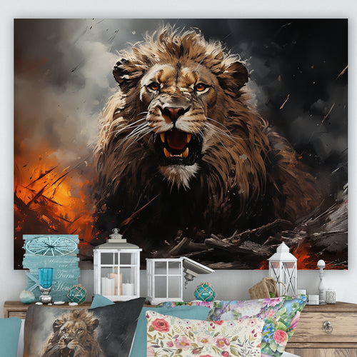 Feral Passion Roar Lion - Brown Lion Wall Art