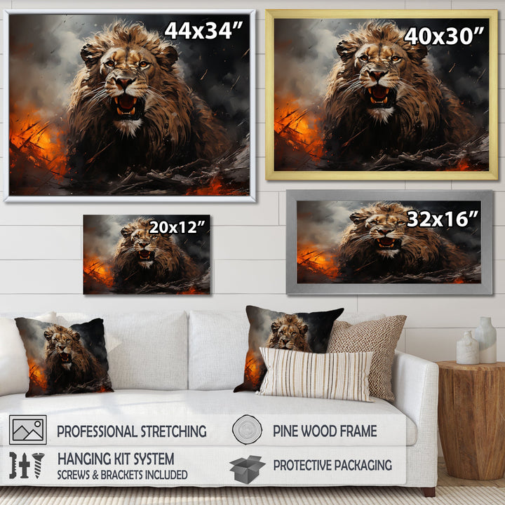 Feral Passion Roar Lion - Brown Lion Wall Art