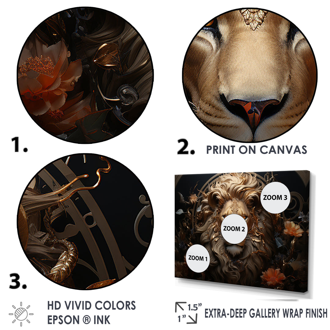Radiant Luminous Bronze Lion - Lion Wall Art Prints