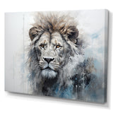 Grey And Blue Savannah Royalty Lion - Lion Large Canvas Wall Art