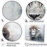 Grey And Blue Savannah Royalty Lion - Lion Large Canvas Wall Art
