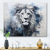 Grey And Blue Savannah Royalty Lion II - Animals Canvas Wall Art