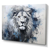 Grey And Blue Savannah Royalty Lion II - Animals Canvas Wall Art