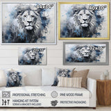 Grey And Blue Savannah Royalty Lion II - Animals Canvas Wall Art