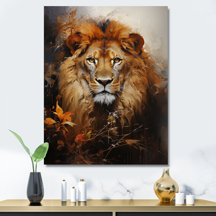 Mighty Monarchs Lion Portrait - Lion Living Room Wall Art