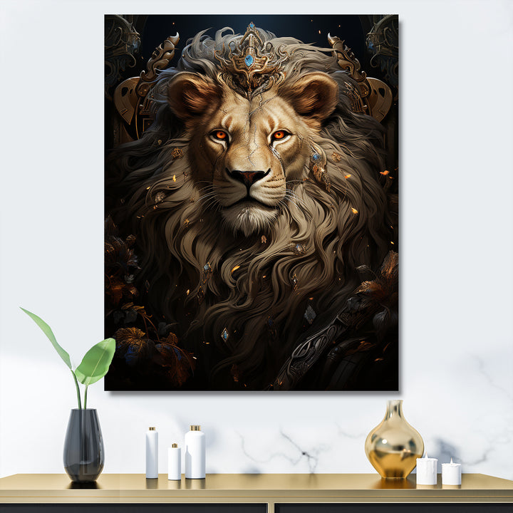 Regal Elegant Ruler Lion - Lion Large Canvas Wall Art