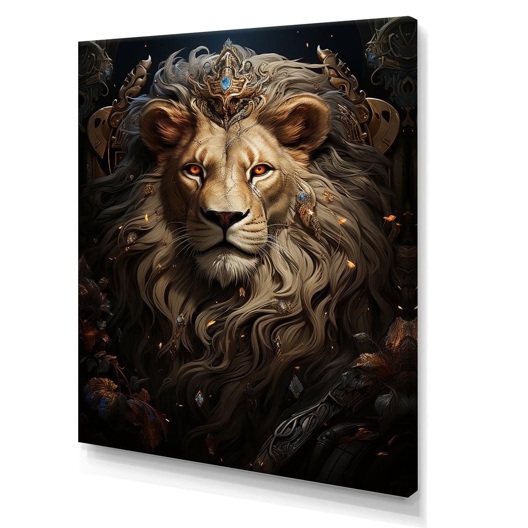 Regal Elegant Ruler Lion - Lion Large Canvas Wall Art