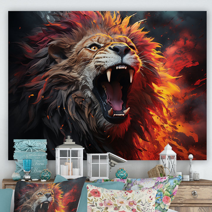 Lions Roaring Echoes - Lion Living Room Wall Art