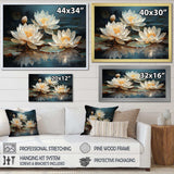 Lotus Blossoms Bathed In Moonlight - Floral Canvas Wall Art