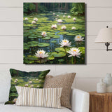 Magical Lotus Lily Pad Pond - Floral Canvas Wall Art