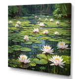 Magical Lotus Lily Pad Pond - Floral Canvas Wall Art