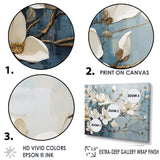 Blue And Gold Painted Magnolias VI - Floral Canvas Wall Art