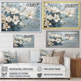 Blue And Gold Painted Magnolias VI - Floral Canvas Wall Art