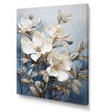 Blue And White Painted Magnolias - Floral Canvas Wall Art