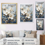 Blue And White Painted Magnolias - Floral Canvas Wall Art